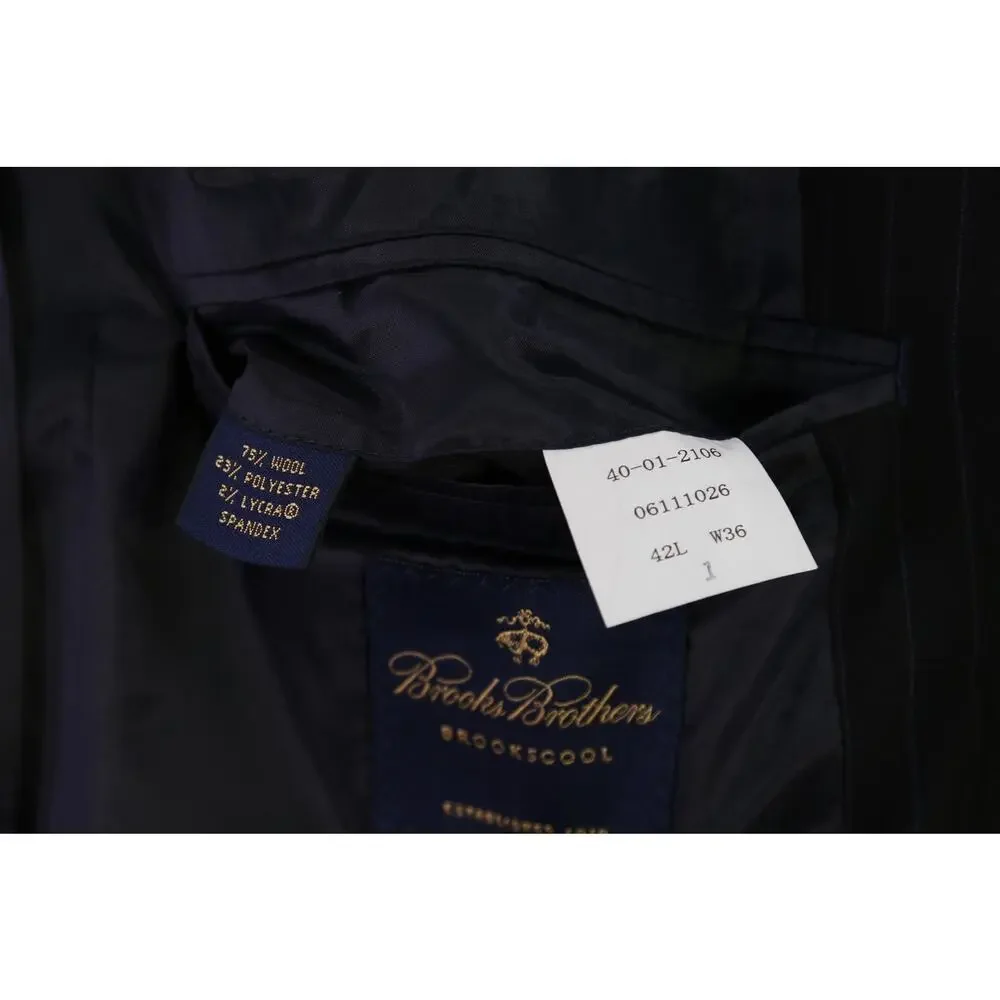 Brooks Brothers BrooksCool Black Sky Blue Pinstripe 2-Btn Suit Jacket Blazer 42L - Picture 8 of 8